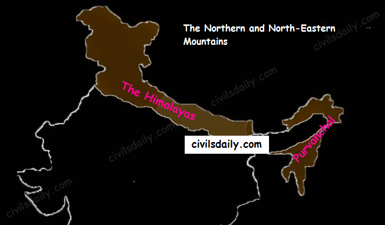 outline northern mountains of india map The Northern And Northeastern Mountains Part 1 Civilsdaily outline northern mountains of india map