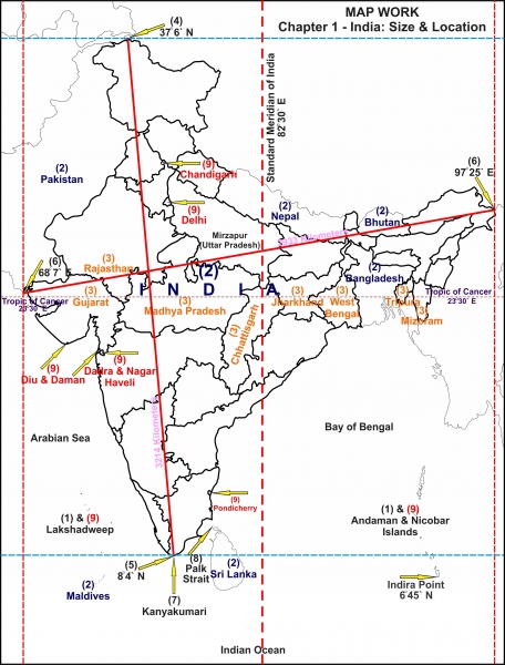 india map with latitude and longitude Geography Of India An Introduction Civilsdaily india map with latitude and longitude